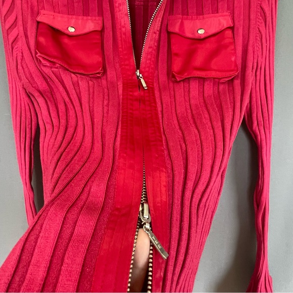 Vintage Wayne Rogers 70% silk and spandex long sleeve collared top with zipper - Picture 4 of 11